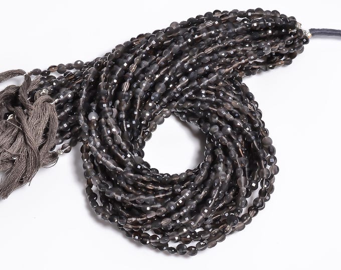 Natural Gray Moonstone Faceted Center Drilled Coin Shape 4.75mm, Semi-Precious Gemstones For Jewelry Making