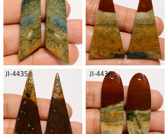 Natural Bloodstone Fancy Shape Front Drilled Smooth Cabochon Matching Pairs, Semi-Precious Gemstones For Jewelry Making