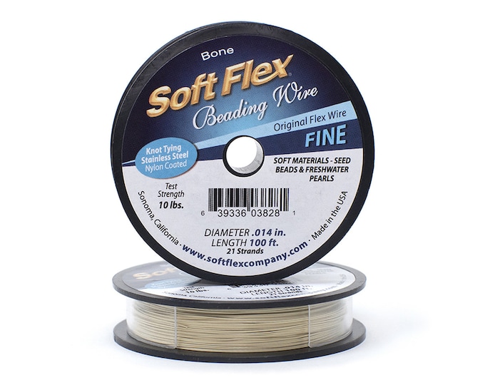 Soft Flex Bone Color Fine Size Beading Wire, 100 Foot Spool For Jewelry Making