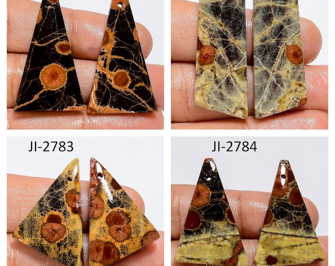 Natural Peanut Obsidian Fancy Shape Front Drilled Smooth Cabochon Matching Pairs, Semi-Precious Gemstones For Jewelry Making