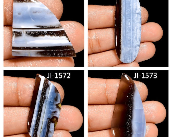 Natural Owyhee Blue Opal Fancy Shape Un-Drilled Smooth Cabochon Single Pieces, Semi-Precious Gemstones For Jewelry Making