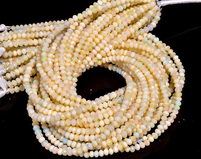 Ethiopian Opal Micro Faceted Center Drilled Rondelle Shape 4.25mm, Semi-Precious Gemstones For Jewelry Making