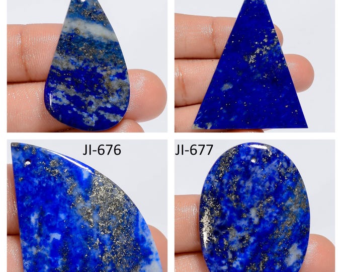 Natural Lapis Lazuli Fancy Shape Front Drilled Smooth Cabochon Single Pieces, Semi-Precious Gemstones For Jewelry Making