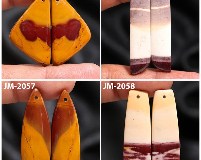 Natural Mookaite Jasper Fancy Shape Front Drilled Smooth Cabochon Matching Pairs, Semi-Precious Gemstones For Jewelry Making