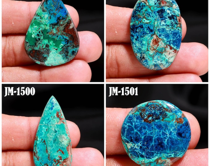 Natural Azurite Fancy Shape Un-Drilled Smooth Cabochon Single Pieces, Semi-Precious Gemstones For Jewelry Making