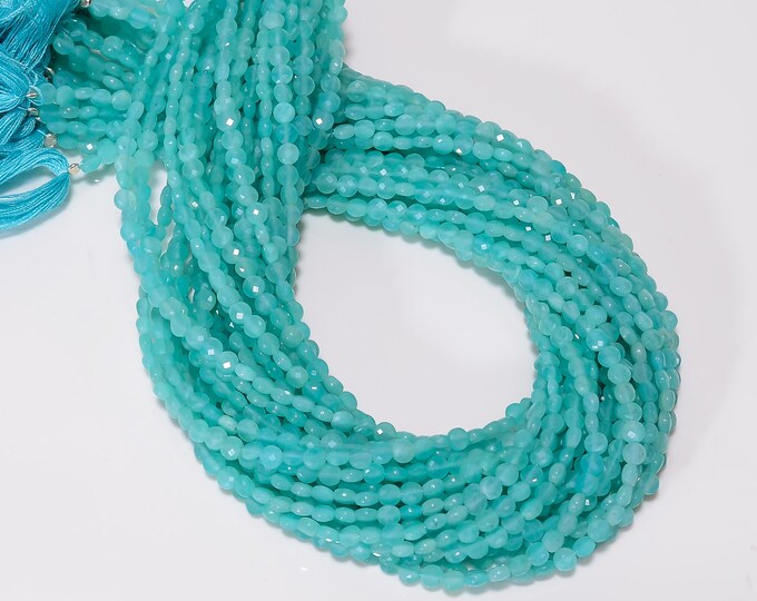 Natural Amazonite Faceted Center Drilled Coin Shape 4mm, Semi-Precious Gemstones For Jewelry Making