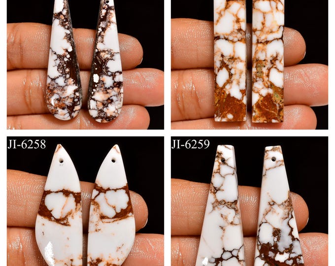 Natural Wild Horse Jasper Fancy Shape Front Drilled Smooth Cabochon Matching Pairs, Semi-Precious Gemstones For Jewelry Making