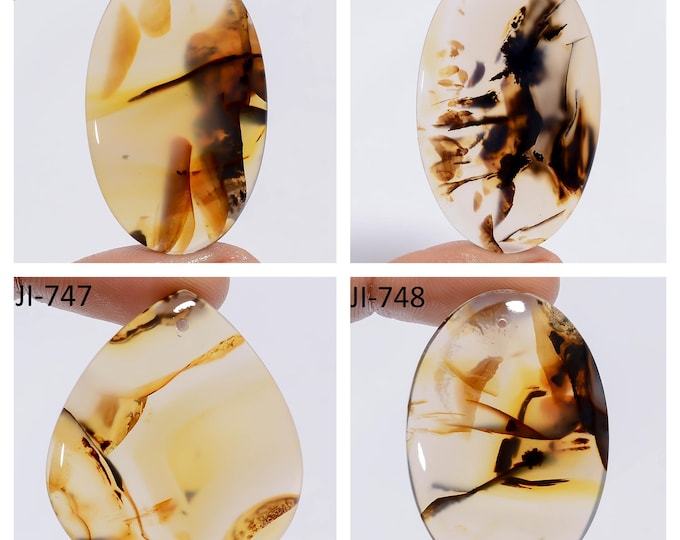 Natural Montana Agate Fancy Shape Front Drilled Smooth Cabochon Single Pieces, Semi-Precious Gemstones For Jewelry Making