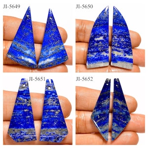 Natural Lapis Lazuli Fancy Shape Front Drilled Smooth Cabochon Matching Pairs, Semi-Precious Gemstones For Jewelry Making