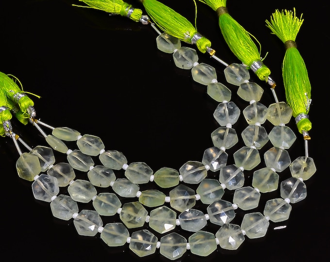 Prehnite Faceted Hexagon Shape 10mm x 11mm, Semi-Precious Gemstones For Jewelry Making