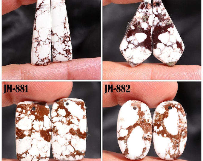Natural Wild Horse Jasper Fancy Shape Front Drilled Smooth Cabochon Matching Pairs, Semi-Precious Gemstones For Jewelry Making