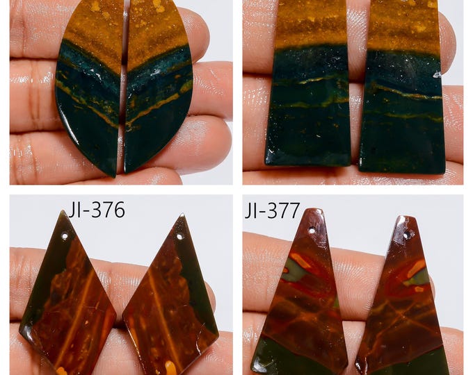 Natural Bloodstone Fancy Shape Front Drilled Smooth Cabochon Matching Pairs, Semi-Precious Gemstones For Jewelry Making