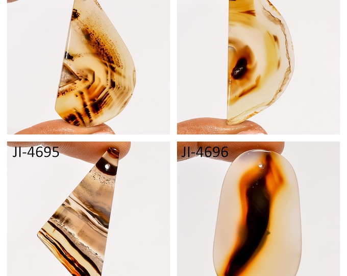 Natural Montana Agate Fancy Shape Front Drilled Smooth Cabochon Single Pieces, Semi-Precious Gemstones For Jewelry Making