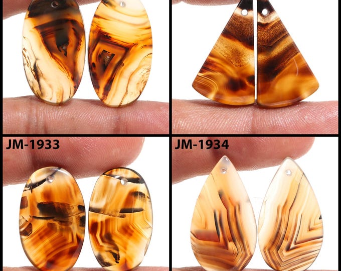 Natural Montana Agate Fancy Shape Front Drilled Smooth Cabochon Matching Pairs, Semi-Precious Gemstones For Jewelry Making