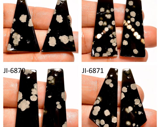 Natural Stardust Obsidian Fancy Shape Front Drilled Smooth Cabochon Matching Pairs, Semi-Precious Gemstones For Jewelry Making