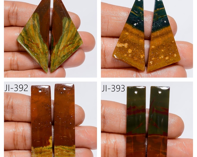Natural Bloodstone Fancy Shape Front Drilled Smooth Cabochon Matching Pairs, Semi-Precious Gemstones For Jewelry Making