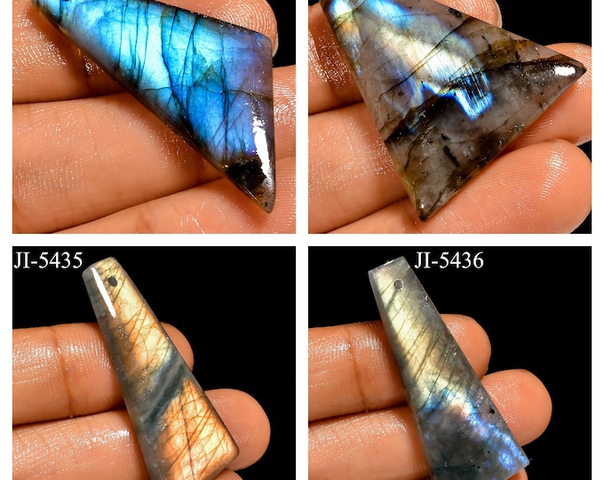 Natural Labradorite Fancy Shape Front Drilled Smooth Cabochon Single Pieces, Semi-Precious Gemstones For Jewelry Making