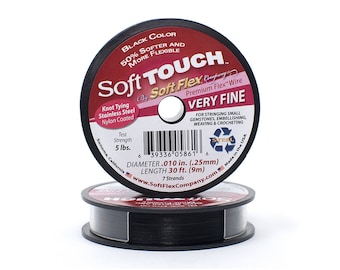 Soft Touch Black Very Fine Beading Wire, 30 Foot Spool For Jewelry Making