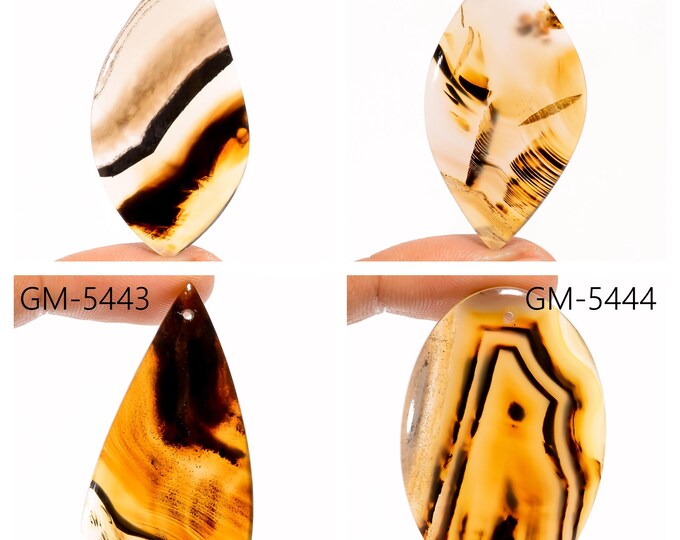 Natural Montana Agate Fancy Shape Drilled Cabochon Single Pieces, Semi-Precious Gemstones For Jewelry Making