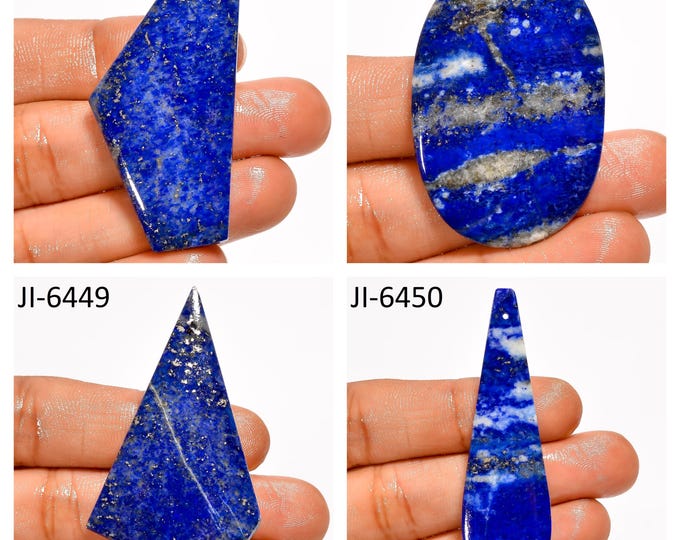 Natural Lapis Lazuli Fancy Shape Front Drilled Smooth Cabochon Single Pieces, Semi-Precious Gemstones For Jewelry Making