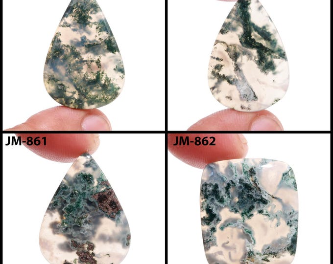 Natural Moss Agate Fancy Shape Un-Drilled Smooth Cabochon Single Pieces, Semi-Precious Gemstones For Jewelry Making