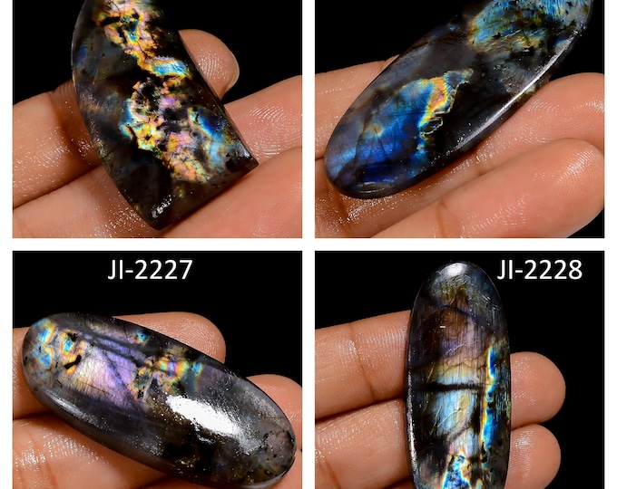 Natural Labradorite Fancy Shape Un-Drilled Smooth Cabochon Single Pieces, Semi-Precious Gemstones For Jewelry Making