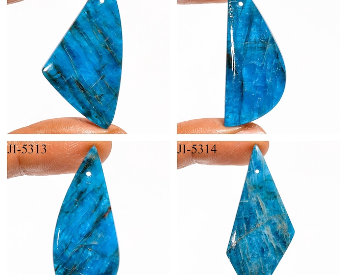 Natural Neon Apatite Fancy Shape Front Drilled Smooth Cabochon Single Pieces, Semi-Precious Gemstones For Jewelry Making