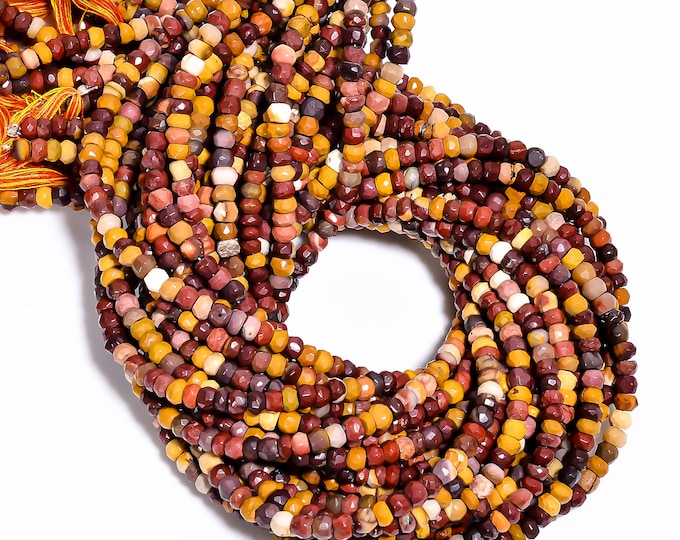 Mookaite Jasper Faceted Center Drilled Rondelle Shape 4.75mm, Semi-Precious Gemstones For Jewelry Making