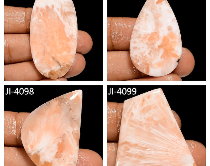 Natural Scolecite Fancy Shape Un-Drilled Smooth Cabochon Single Pieces, Semi-Precious Gemstones For Jewelry Making