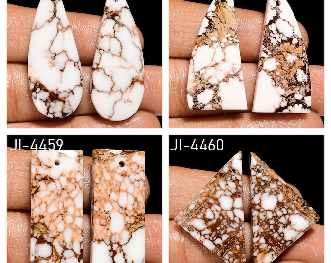 Natural Wild Horse Jasper Fancy Shape Front Drilled Smooth Cabochon Matching Pairs, Semi-Precious Gemstones For Jewelry Making