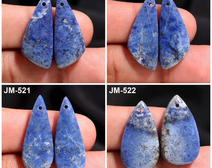 Natural Dumortierite Fancy Shape Front Drilled Smooth Cabochon Matching Pairs, Semi-Precious Gemstones For Jewelry Making