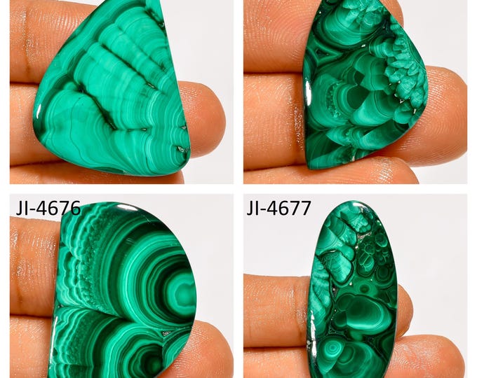 Natural Malachite Fancy Shape Un-Drilled Smooth Cabochon Single Pieces, Semi-Precious Gemstones For Jewelry Making