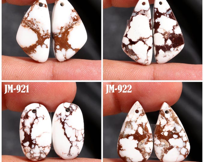 Natural Wild Horse Jasper Fancy Shape Front Drilled Smooth Cabochon Matching Pairs, Semi-Precious Gemstones For Jewelry Making