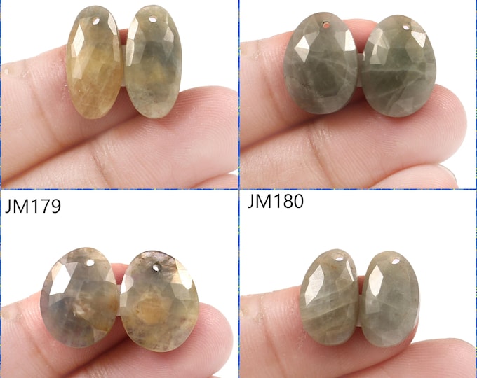 Natural Sapphire Fancy Shape Front Drilled Faceted Rose Cut Matching Pairs, Precious Gemstones For Jewelry Making