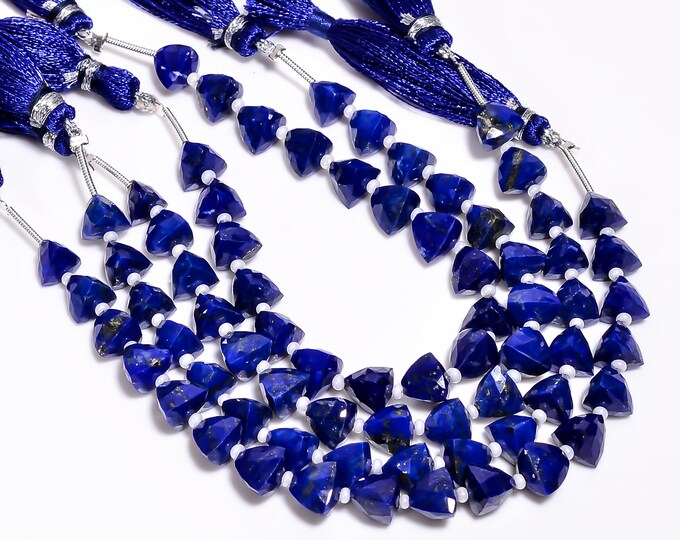 Lapis Lazuli Faceted Center Drilled Pyramid Shape 7mm, Semi-Precious Gemstones For Jewelry Making