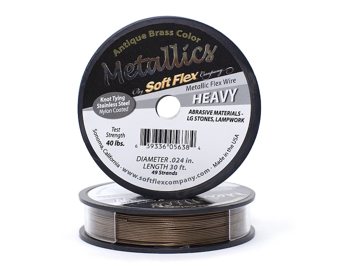 Soft Flex Antique Brass Color Heavy Size Beading Wire, 30 Foot Spool For Jewelry Making