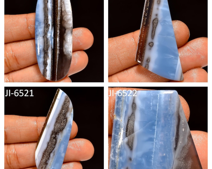Natural Owyhee Blue Opal Fancy Shape Un-Drilled Smooth Cabochon Single Pieces, Semi-Precious Gemstones For Jewelry Making