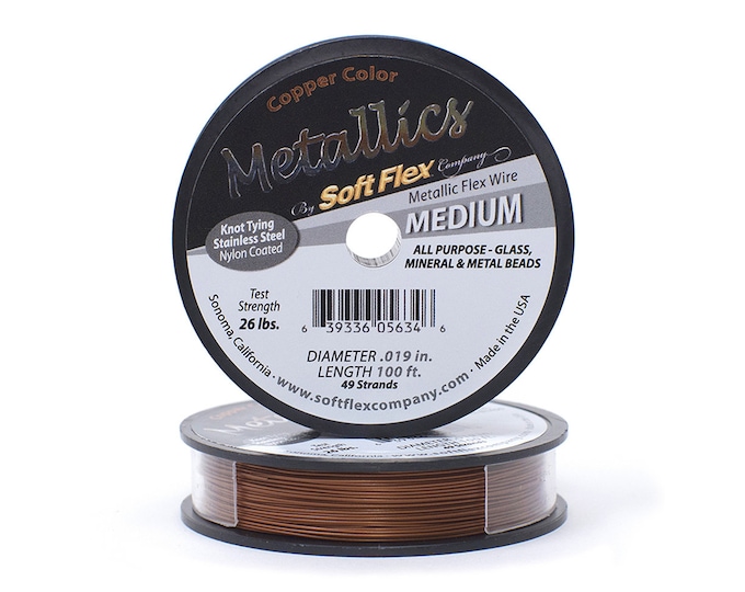 Soft Flex Copper Color Medium Size Beading Wire, 100 Foot Spool For Jewelry Making