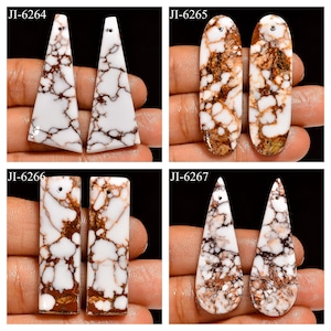 Natural Wild Horse Jasper Fancy Shape Front Drilled Smooth Cabochon Matching Pairs, Semi-Precious Gemstones For Jewelry Making