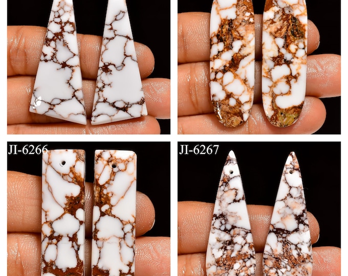 Natural Wild Horse Jasper Fancy Shape Front Drilled Smooth Cabochon Matching Pairs, Semi-Precious Gemstones For Jewelry Making
