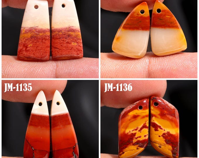Natural Mookaite Jasper Fancy Shape Front Drilled Smooth Cabochon Matching Pairs, Semi-Precious Gemstones For Jewelry Making