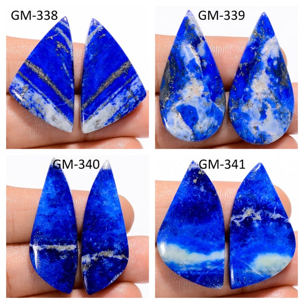 Natural Lapis Lazuli Fancy Shape Un-Drilled Cabochon Matching Pairs, Semi-Precious Gemstones For Jewelry Making