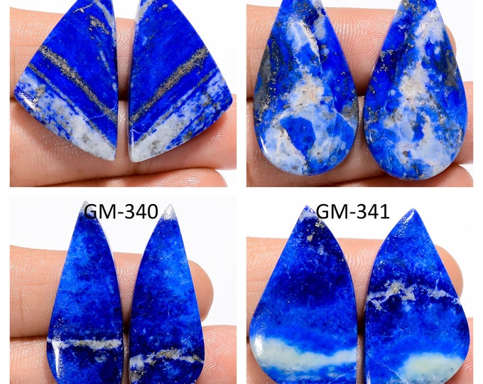 Natural Lapis Lazuli Fancy Shape Un-Drilled Cabochon Matching Pairs, Semi-Precious Gemstones For Jewelry Making