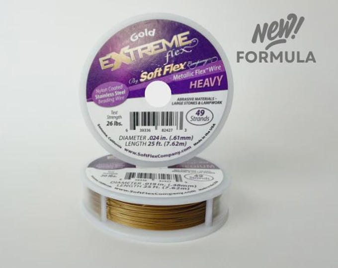 Soft Flex Gold Color Heavy .024 Inch Diameter Size, 49 Strands Beading Wire, 25 Foot Spool For Jewelry Making