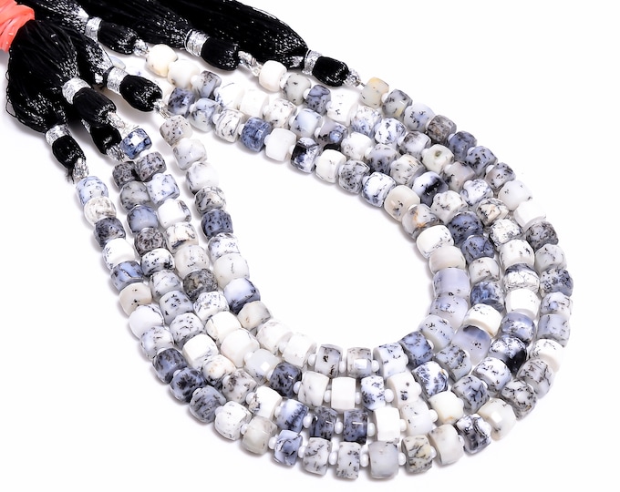 Dendrite Opal Faceted Center Drilled Tire Shape Graduated size 5.75mm to 6.50mm, Semi-Precious Gemstones For Jewelry Making