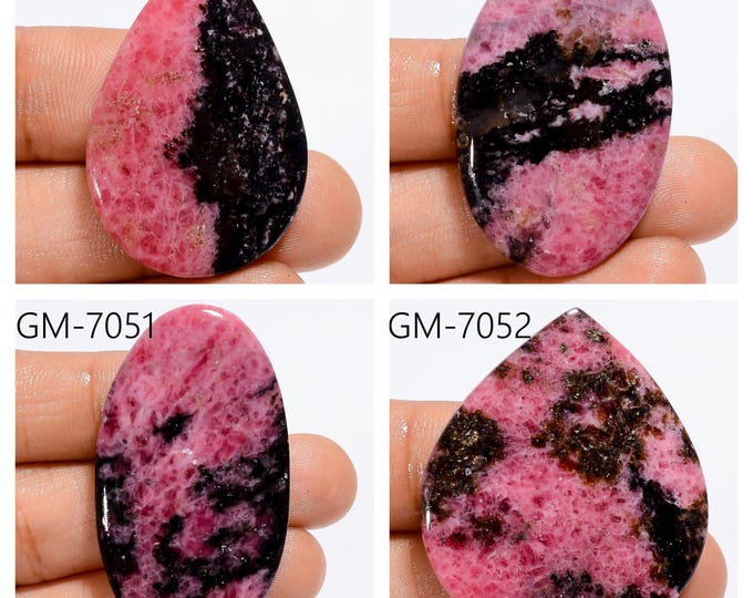 Natural Rhodonite Fancy Shape Un-Drilled Cabochon Single Pieces, Semi-Precious Gemstones For Jewelry Making