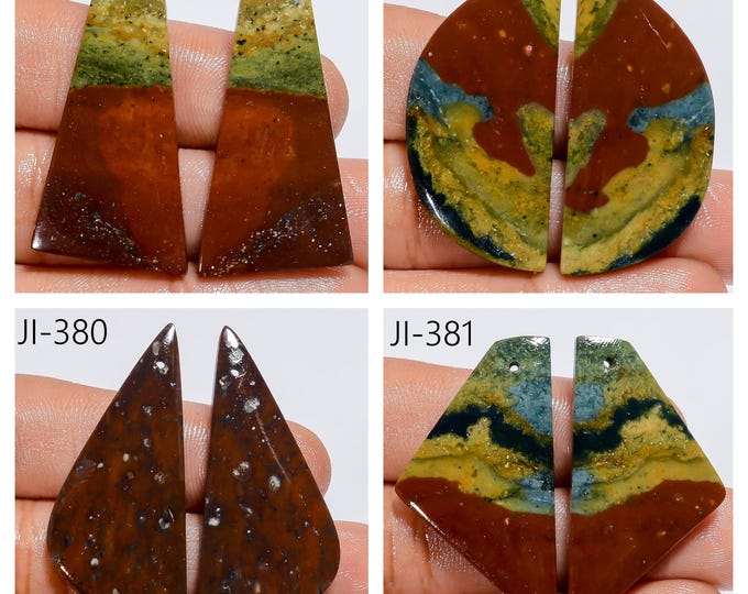 Natural Bloodstone Fancy Shape Front Drilled Smooth Cabochon Matching Pairs, Semi-Precious Gemstones For Jewelry Making