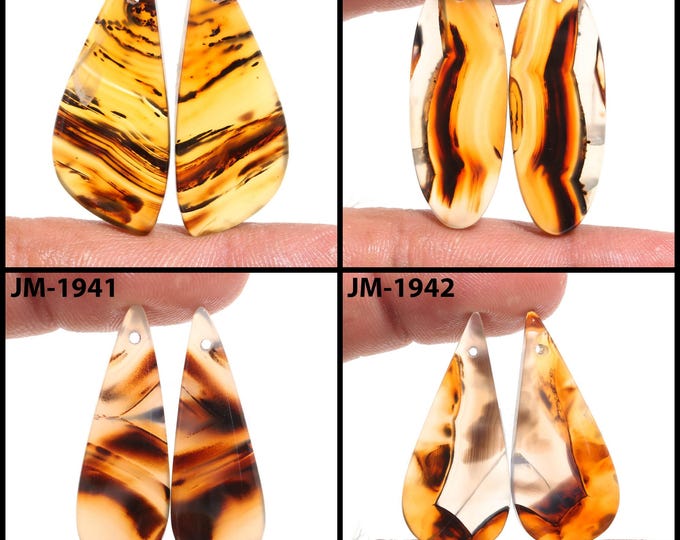 Natural Montana Agate Fancy Shape Front Drilled Smooth Cabochon Matching Pairs, Semi-Precious Gemstones For Jewelry Making