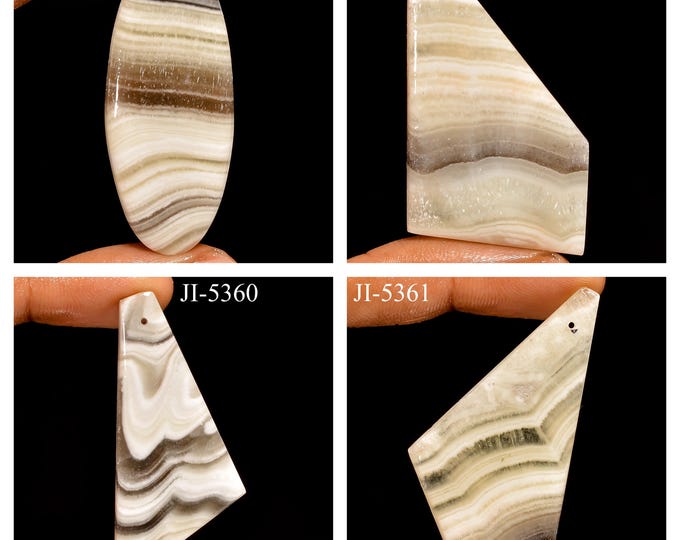 Natural Zebra Calcite Fancy Shape Front Drilled Smooth Cabochon Single Pieces, Semi-Precious Gemstones For Jewelry Making