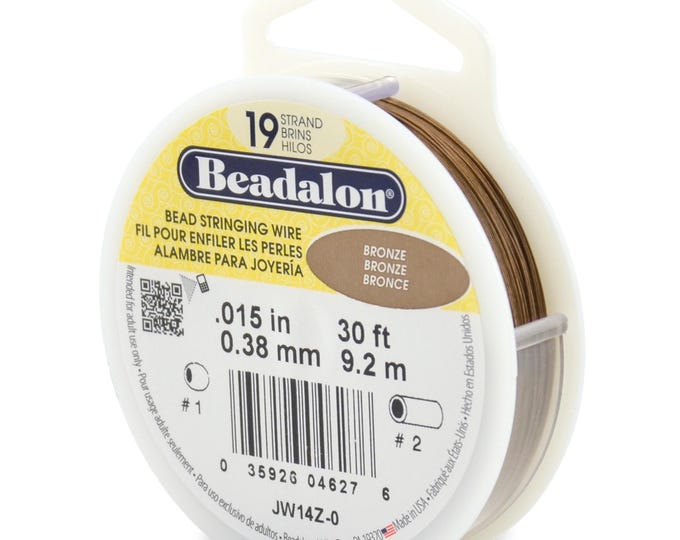 Beadalon Bronze Color .015 Inch Diameter, 19 Strands Beading Wire, 30 Foot Spool For Jewelry Making